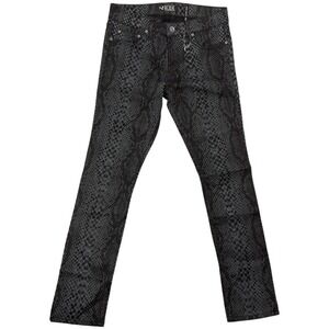 RUDE Hot Topic Y2K Black Gray Snakeskin Print Super Skinny Stretch Jeans Size 32